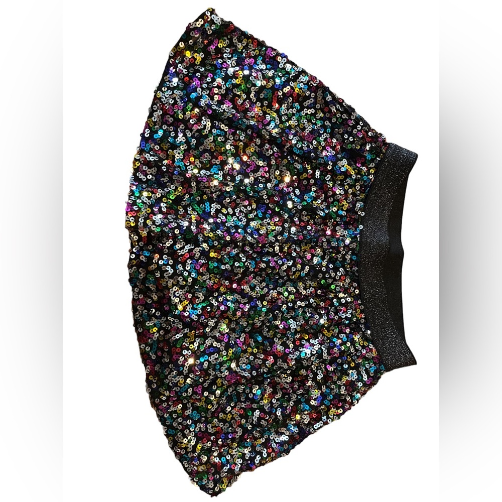 All black, multi colored sequins skirt